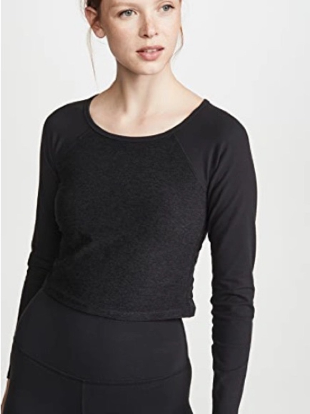 Beyond Yoga Spacedye In The Mix Long Sleeved Crop Top Darkest Night Black Grey M